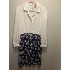 Vintage Leslie Fay Collections Floral Contrast Dress - Size 14